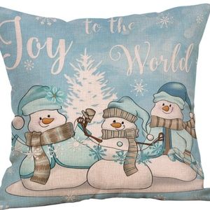 Pillow Cover- NEW- Christmas Snowman Joy to World
